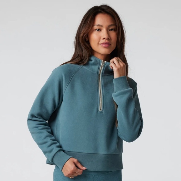 ❌SOLD❌Vuori Restore Half Zip Hoodie Fleece Pullover in smoke blue New with Tags! - Picture 1 of 9